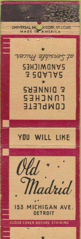 Old Madrid - Matchbook Cover